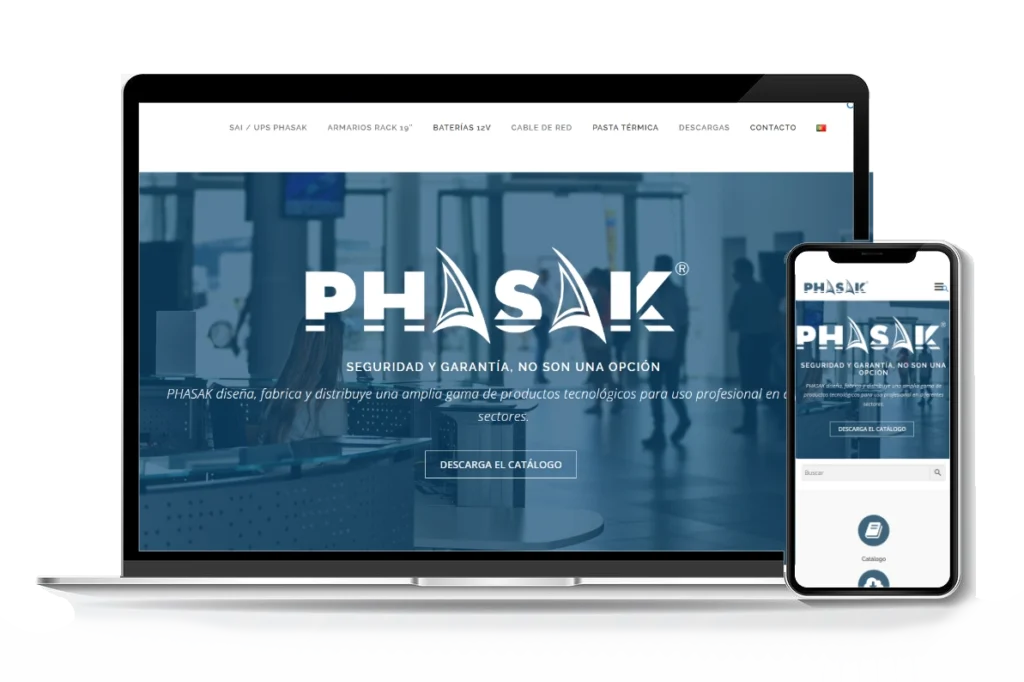 Mockup página web PHASAK España y Portugal