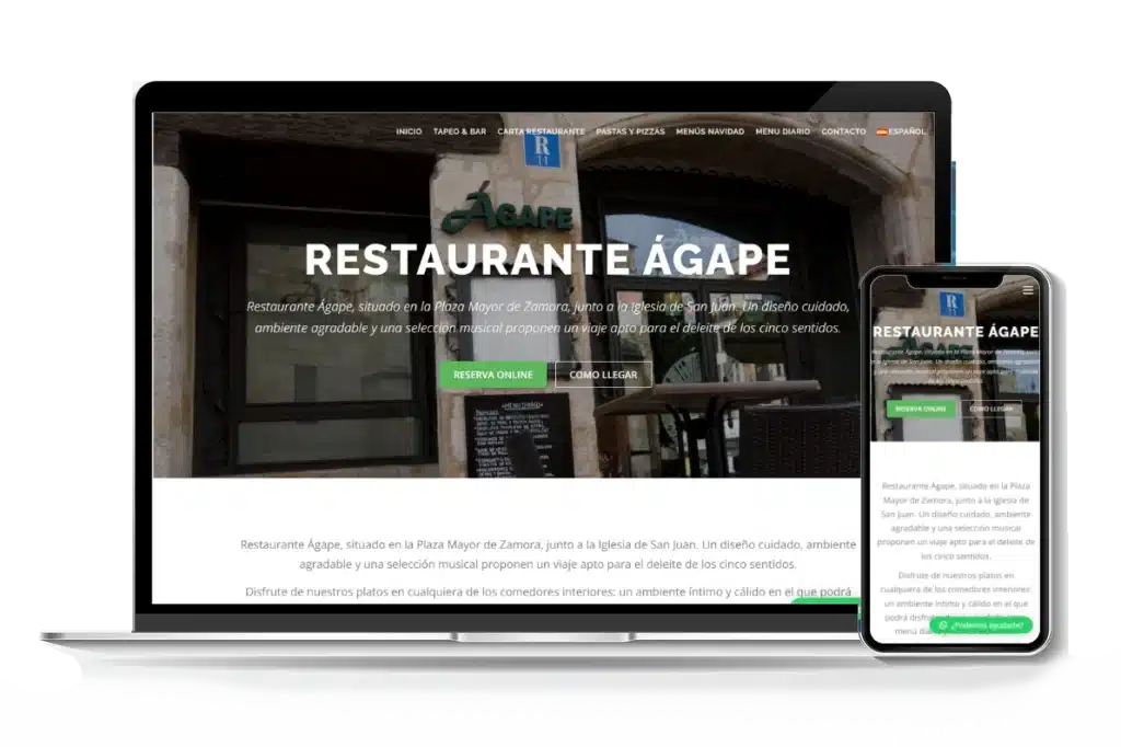 Mockup web restaurante agape en Zamora